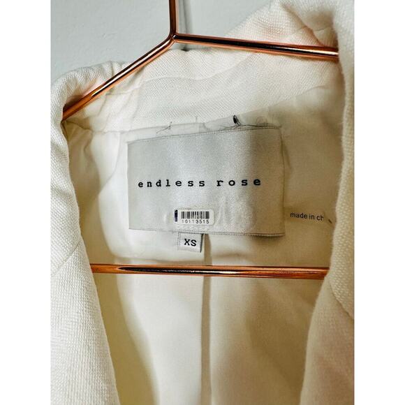 ENDLESS ROSE White Linen Blend Front Button Oversized Vest Blazer Size XS - Picture 6 of 12
